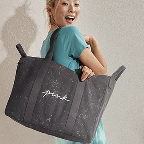 PINK Victoria's Secret Handbags - Victoria's Secret PINK Canvas Grey Splatter Large Tote New